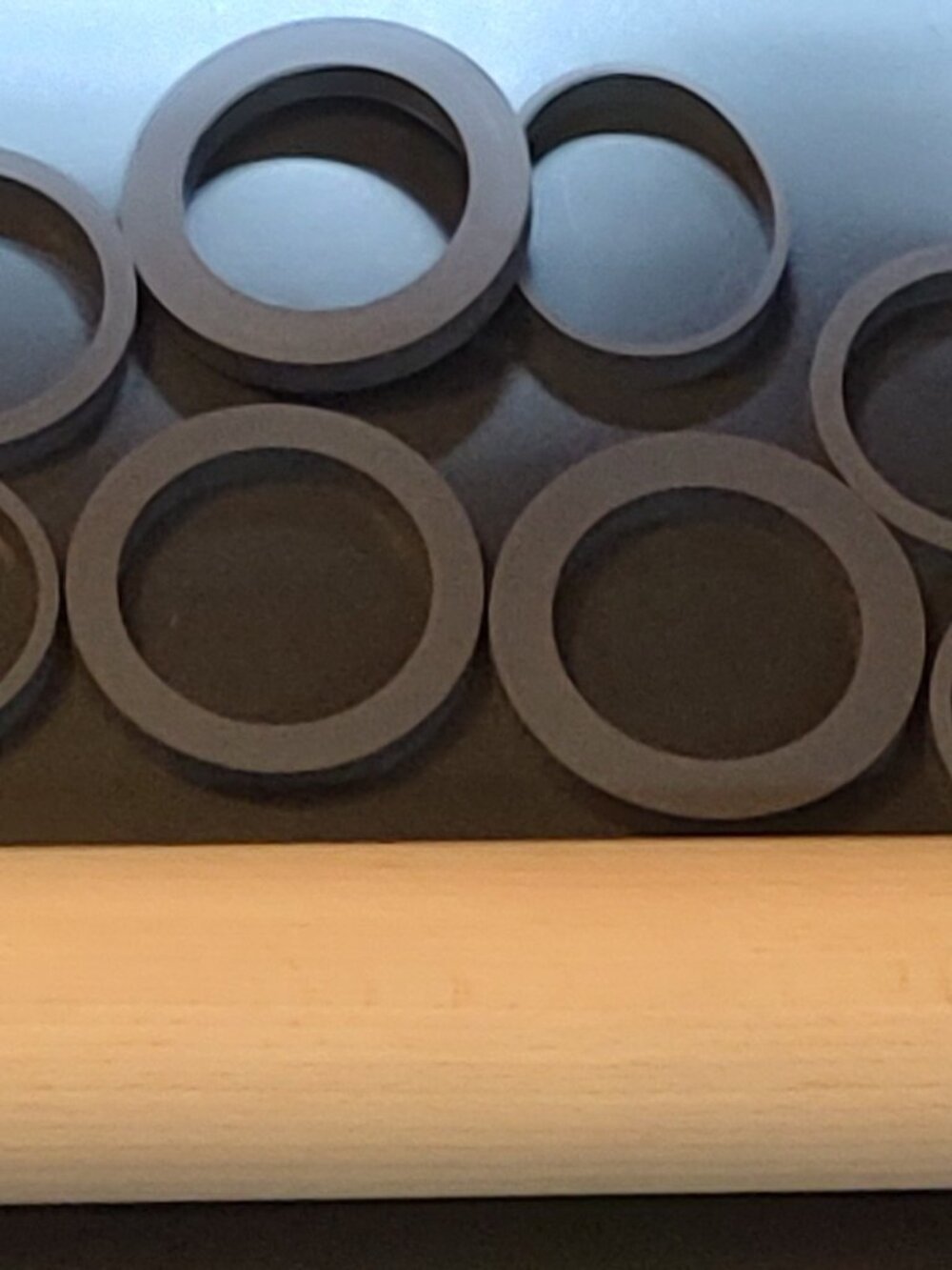 LPN - US-T Kitchen Wooden Rolling Pin with Grey Rings